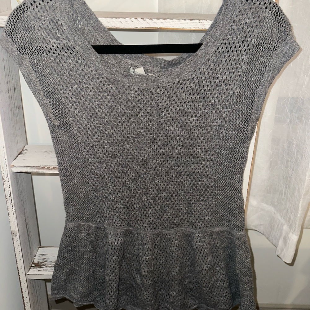 Gray Knit Peplum Top